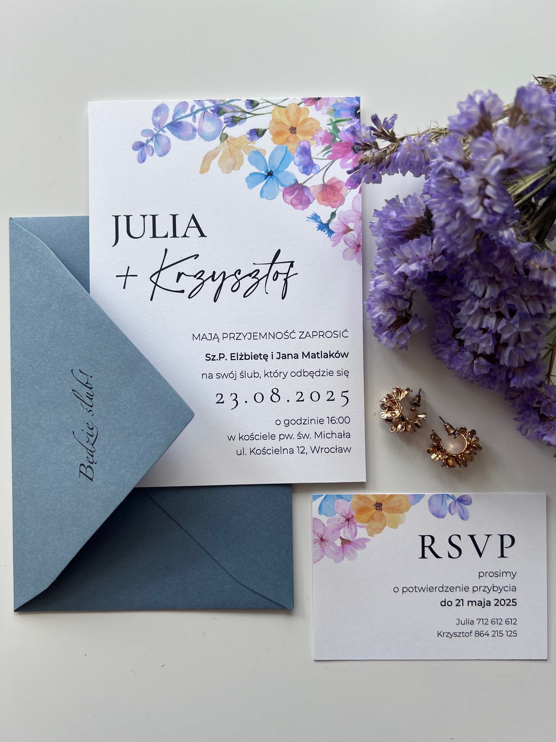 Zaproszenie minimalistyczne kwiatowe Flower Meadow