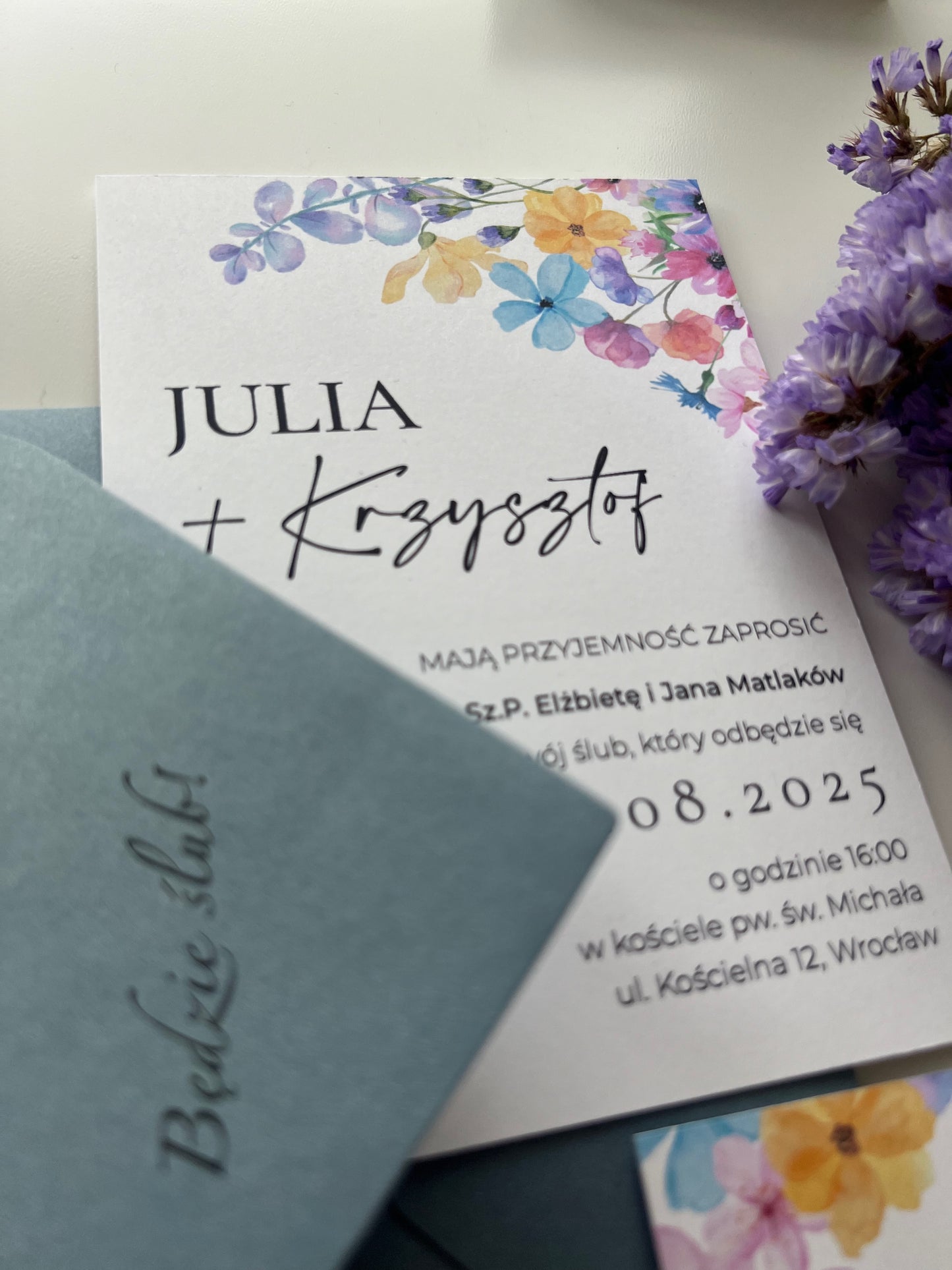 Zaproszenie minimalistyczne kwiatowe Flower Meadow