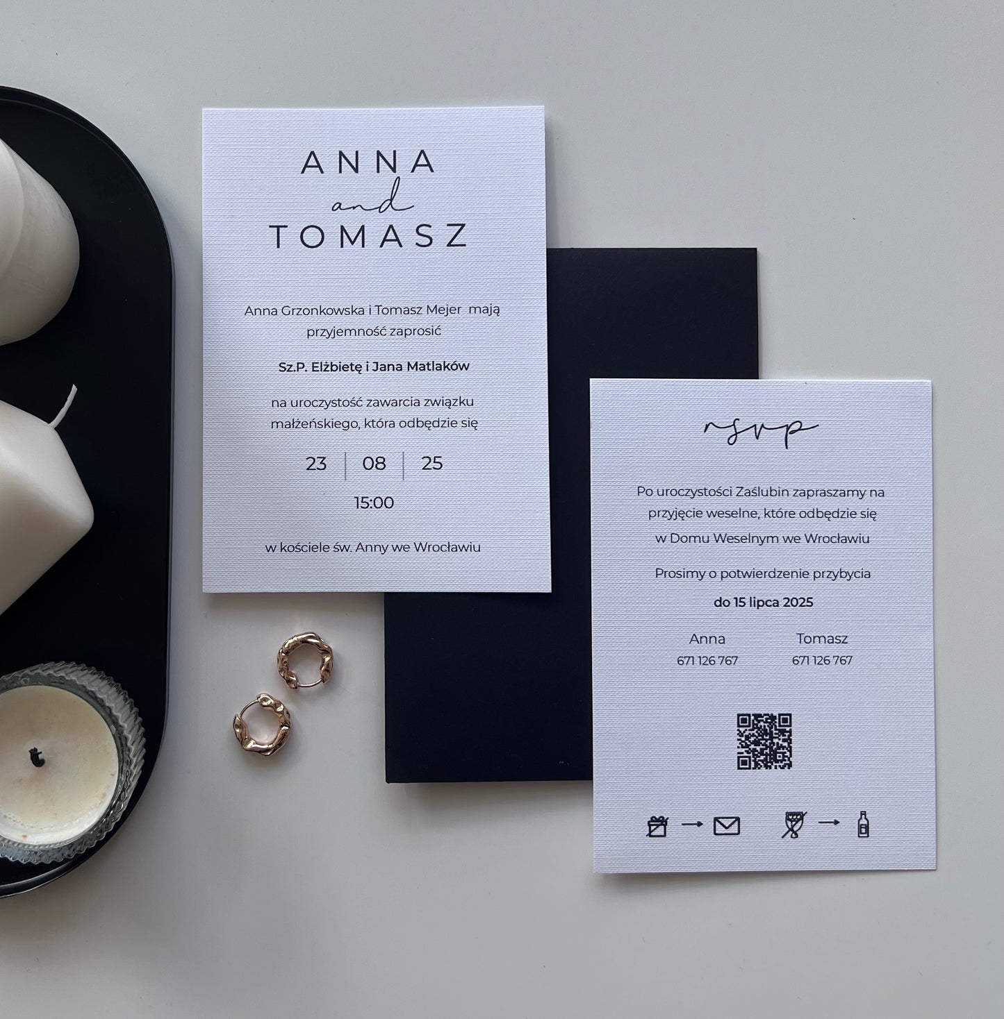 Minimalistyczne zaproszenia ślubne Thomas