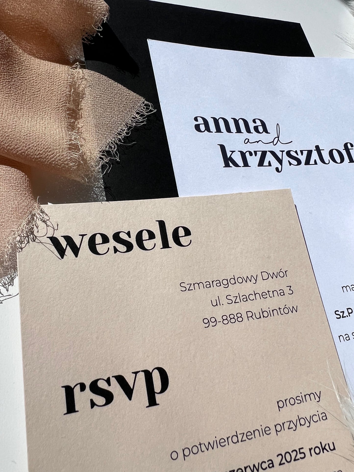 Zaproszenie ślubne ze wstążką Chiffon Bow