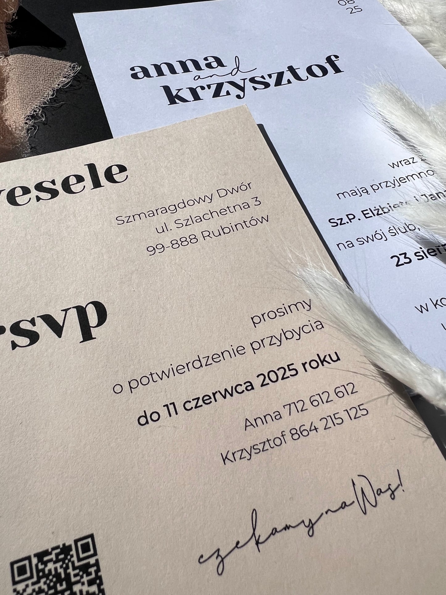 Zaproszenie ślubne ze wstążką Chiffon Bow